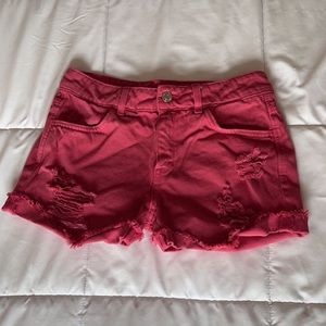 Pink denim & denim shorts